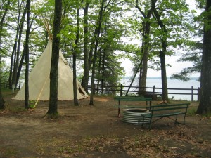 Tipi camping at Michigan\'s Interlochen State Park